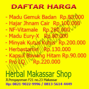 Daftar Harga Produk Herbal Makassar Shop